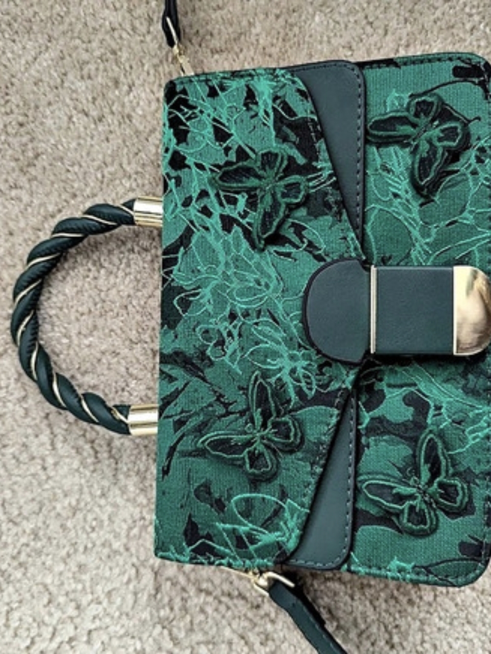 Floral Crossbody Bag in Green & Black Like New